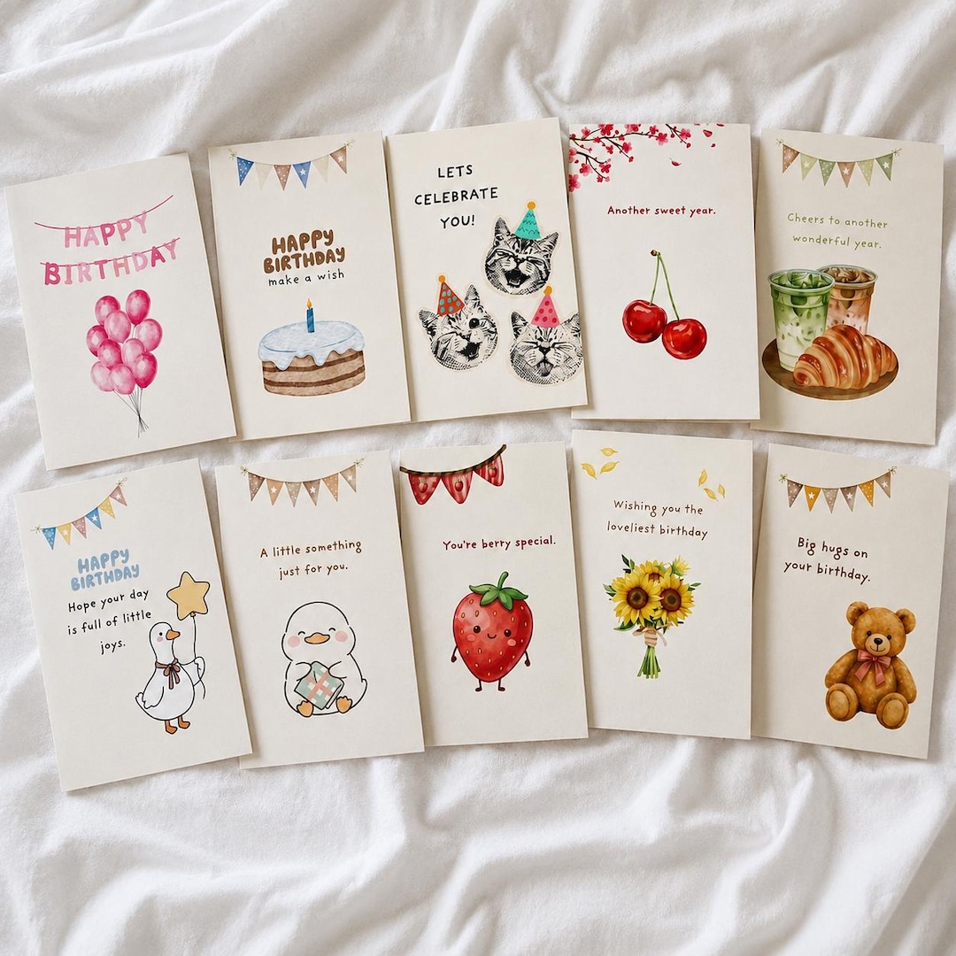 Printable Birthday Card Bundle 10 Cute Foldable Birthday Cards Etsy printable-birthday-card-bundle-10-cute-foldable-birthday-cards-etsy