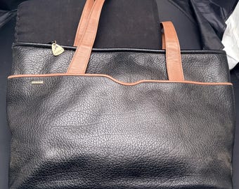 Vintage Koret Black Pebbled Leather Tote Bag