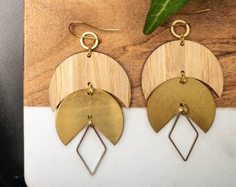 108 Brass + Bamboo Diamond Drop Earrings