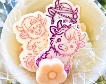 Highland Cow soy wax melt pots gift set