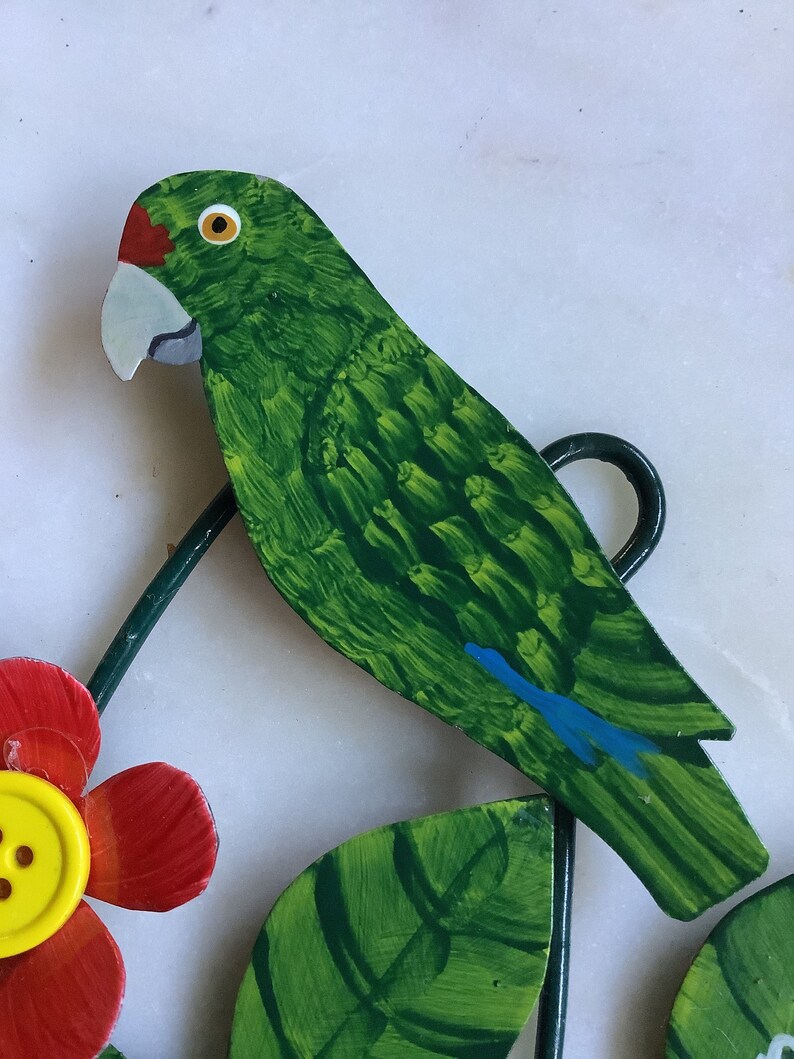 Hand made Puerto Rican parrot metal sculpture souvenir Puerto Rico Amazônia Vittata ready to ship image 7
