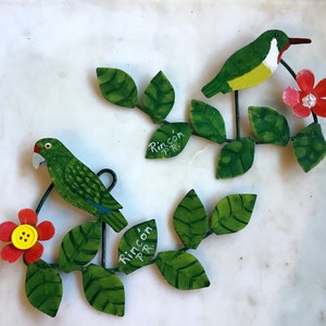 Hand made Puerto Rican parrot metal sculpture souvenir Puerto Rico Amazônia Vittata ready to ship image 9
