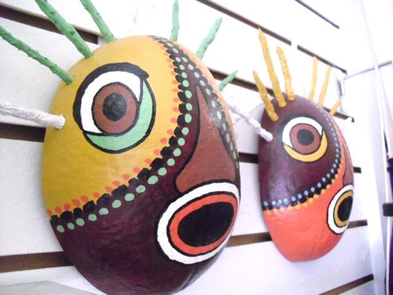 2 Colorful Caribbean Masks Carnival Masks Traditional Folk Etsy