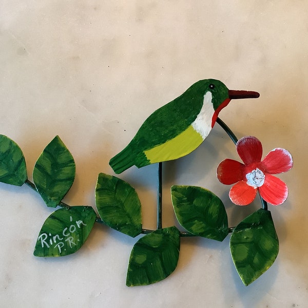 Puerto Rican Tody- tropical bird - metal sculpture for the wall- 8 x 5 inches