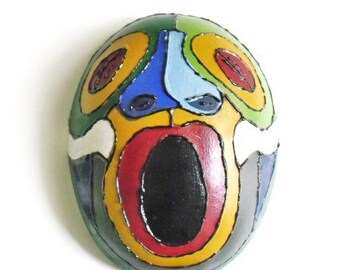 Afro-Caribbean Hand Painted Gourd Mask - Tropical art - caribbean art- puerto rican art - colorful decorative Mask, calabash art