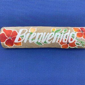 Hand Painted House Sign, Bienvenido , driftwood sign, Custom Color, custom language,  house decor 12x4 inches