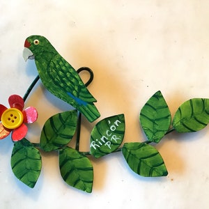 Hand made Puerto Rican parrot metal sculpture souvenir Puerto Rico Amazônia Vittata ready to ship image 1