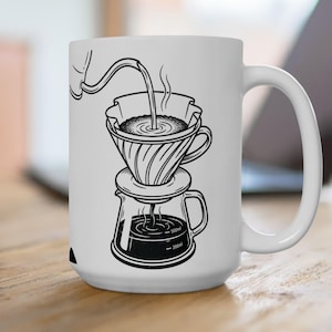 Minimalistische V60 Pour Over Coffee Art-mok, keramische barista-beker, 15 oz