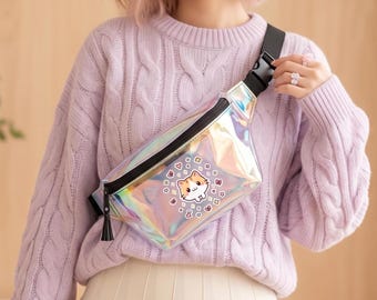 Custom Ita Fanny Pack, Clear Belt Bag with Insert, Personalized Crossbody Bag, Transparent Pin Display Bag, Kawaii Waist Bag