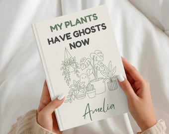Diário de Halloween para Amantes de Plantas: Presente Personalizado com Planta Fantasma - Caderno com Nome Personalizado - Decoração Assustadora para Mães de Plantas - Lembrança para Escritório