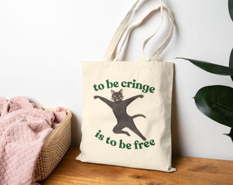 Sac fourre-tout gratuit To be grincer des dents, Sac citation drôle de chat, Cabas esthétique en toile, Shopper meme, Cadeau mignon pour amoureux des chats, Sac réutilisable