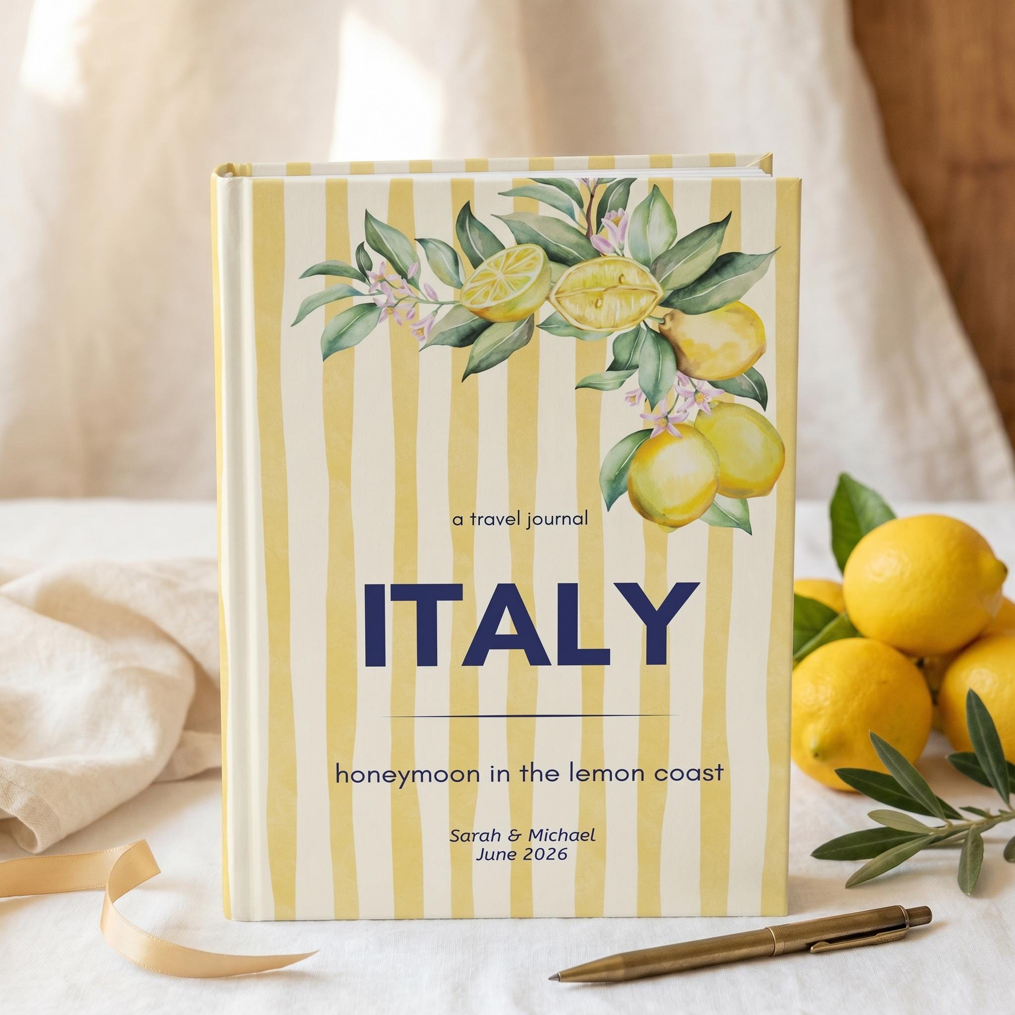 Personalized Italy Honeymoon Journal Custom Lemon Coast
