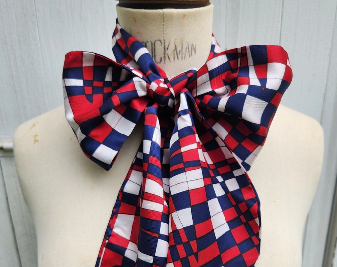 Vintage Red White and Blue Abstract Long Scarf - Etsy
