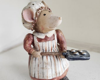 Vintage Baking Mouse Figurine Collectible