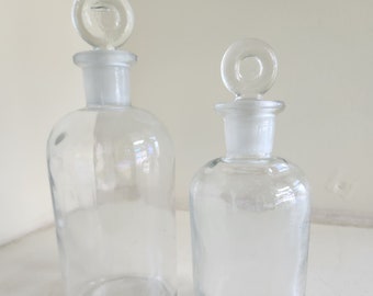 Vintage heavy glass decanters bottles with glass cork