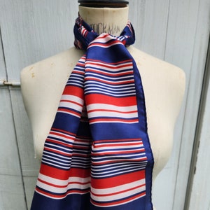 Vintage Red White and Blue Striped Long Scarf