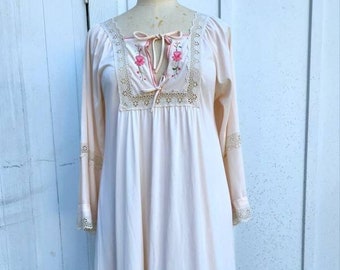 Vintage Nylon Blush Pink Nightgown Size Small