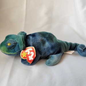 Vintage 1997 Ty Beanie Baby Rainbow the Chameleon with Hunter Green Eye
