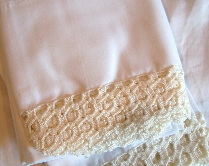 Vintage Crocheted Pillow Cases Etsy