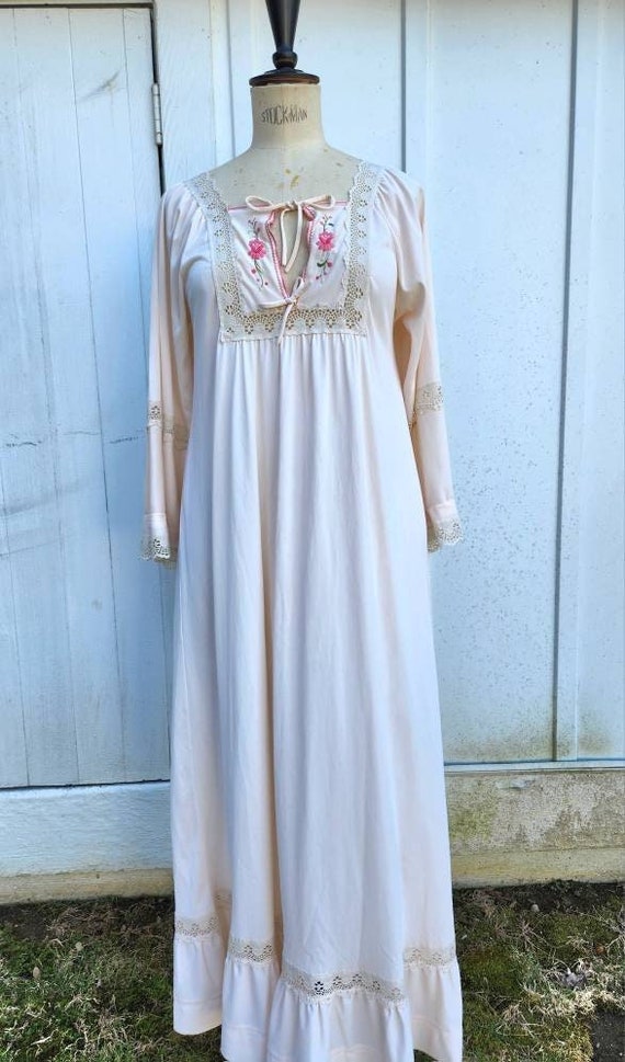 Vintage Nylon Blush Pink Nightgown Size Small