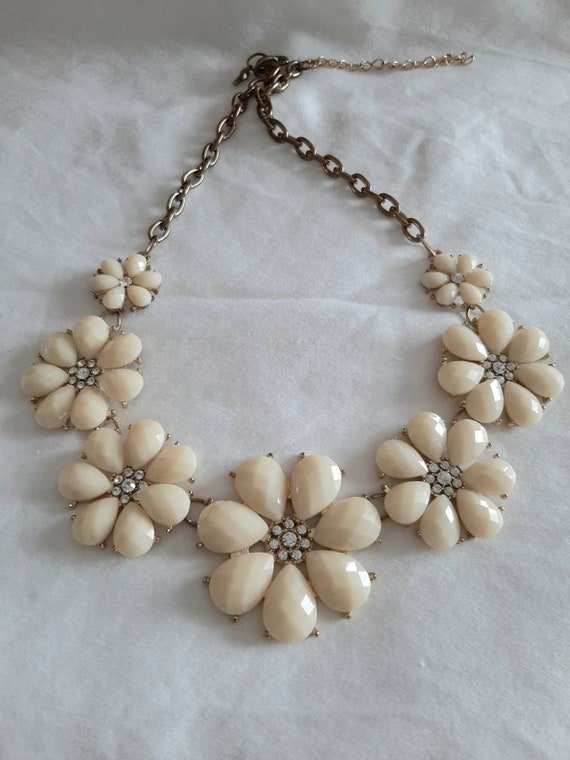 Vintage Rhinestone and Beaded Floral Necklace