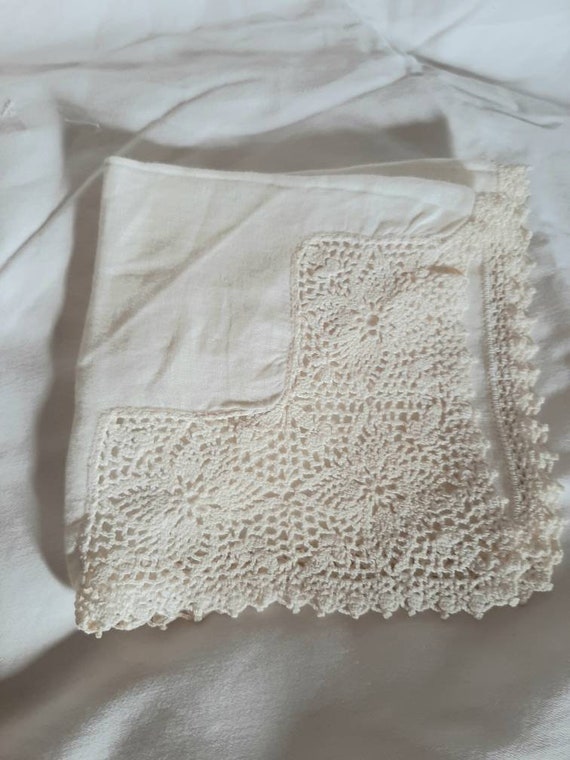 Vintage Crocheted Cotton Hankie - image 1