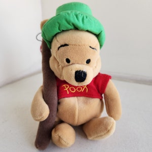 Vintage Pooh Bär Angeln Beanie Plüsch