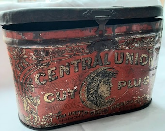 Antique Central Union Cut Plug Tobacco Tin The United States Tobacco Company
