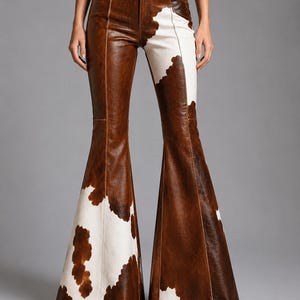 レザーパンツ カウ柄プリント Cow print pants cowboy - Etsy 日本