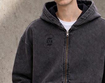 Exotic For Bosses -Men’s Fleece-Lined Vintage Wash Zip Hoodie|355GSM DTF