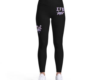 Greek Letters with Pegasus Leggings | Black leggings with pastel winged horse