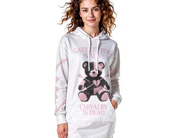 All-Over Print Women's Heavy Fleece Long Hoodie