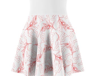 Falda roja con estampado floral repetitivo EFB / Estampado integral