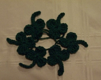 Applique Shamrocks, Supplies,St. Patrick's Day Hearts, Shamrock Appliques, Shamrocks, Crochet Shamrocks, Green Shamrocks