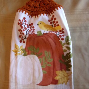 2 Double Sided Crocheted Top BBQ Good Times And Grill Lines Dish Hanging Towels 2 Double Sided Crocheted Top BBQ Good Times And Grill Lines Dish Hanging Towels
