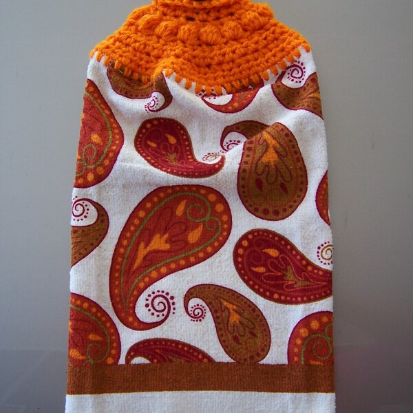 Hanging Dish Towel, Hanging Kitchen Towel, Paisley Hanging Towel, Fall Hanging Towel, Thanksgiving, Housewarming Gift