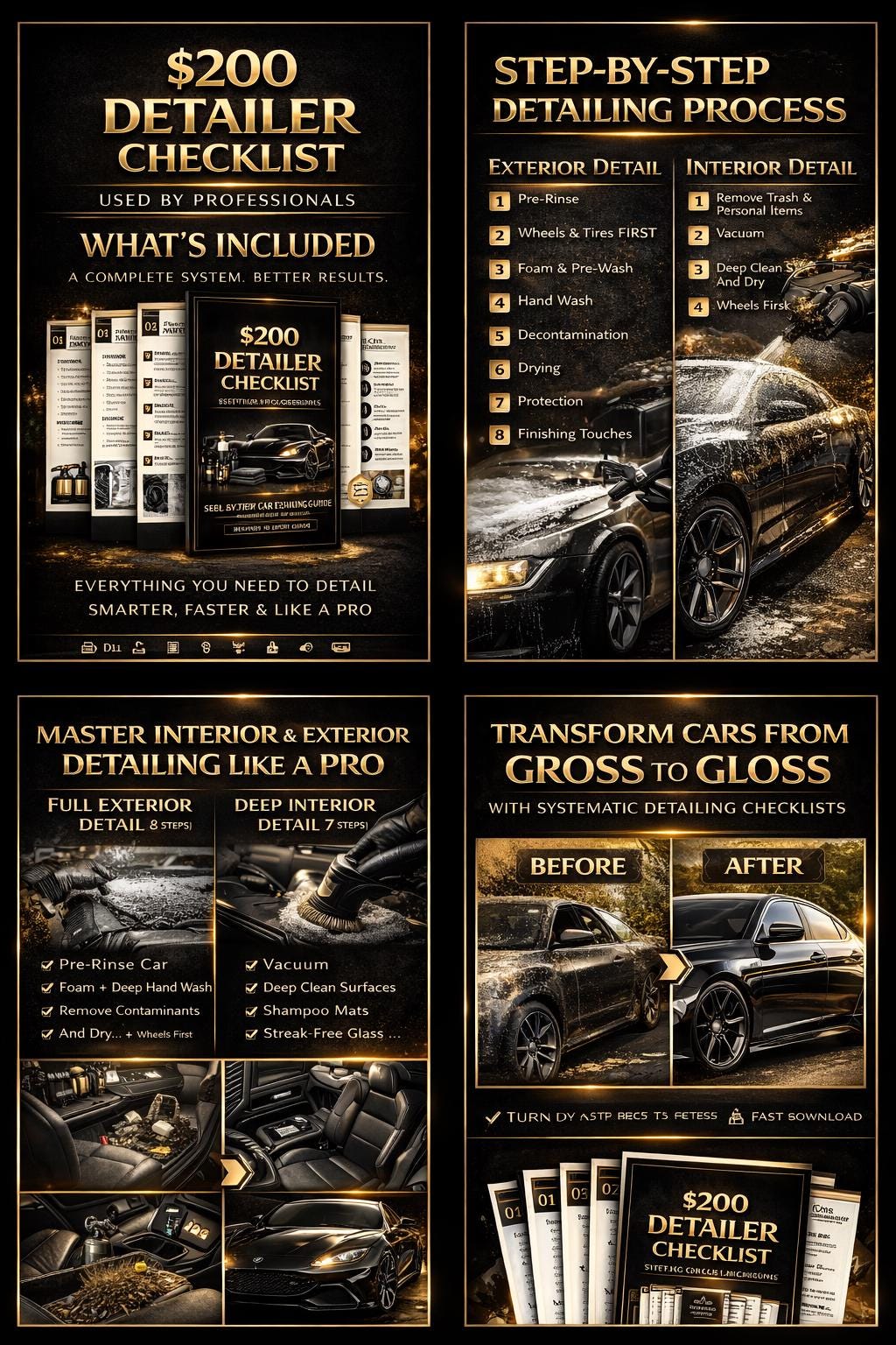 Car Detailing Checklist PDF | Interior & Exterior Detail System | Start ...