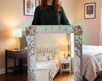Enchanted Forest Fairy Mirror | Whimsical Mushroom Wall Decor | Kids Room Plexiglass Acrylic Mirror