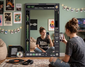 Winamp Retro Media Player Aesthetic Floor Mirror, Y2K Tech Nostalgia Room Decor, Full Length Digital Aesthetic Mirror