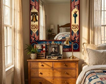 Vaterländischer Amerikanischer Spiegel 250-jähriges Jubiläum | 4.Juli 1776 bis 2026 Dekor | USA Eagle Flagge Spiegel | Vierte Juli Wandkunst