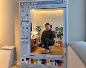 Retro MS Paint Mirror – Windows Paint Inspired Pixel Mirror, Nostalgic Computer Decor