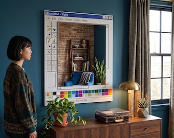 Retro MS Paint Style Wall Mirror, Nostalgic Windows 95 Computer Decor, Vaporwave Aesthetic Mirror, Artist Studio Wall Art, Geeky Decor