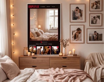Custom Coupleflix Mirror – Couple Photo Mirror, Anniversary Gift for Teens, Valentine’s Day Romantic Mirror