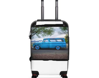 Vintage Blue Station Wagon Suitcase | Retro Car Luggage