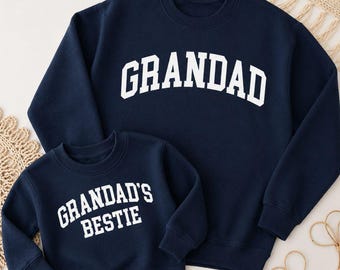 Grandad & Grandad's Bestie Grandpa, Papa, Grandson, Granddaughter Matching Navy Sweatshirts