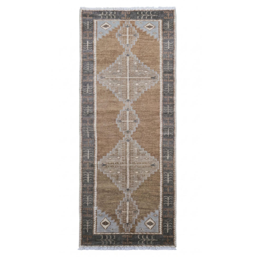 Earthy Fun Runner Rug Earthy Oushak Runner Rug Hand Knotted Wool Hallway Neutral Vintage ...