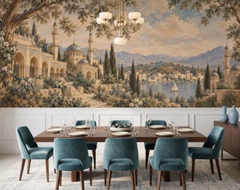 Vintage Landscape Wallpaper - Scenic Nature Panoramic Forest Mural - Peel and Stick Large Traditional Wall Coverings