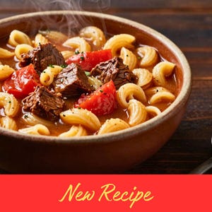 BEST RECIPE for Homemade Hearty Beef Macaroni Soup, Comfort Food Cookbook, Easy One Pot Dinner Family Meal Recipe Digital Download Printable