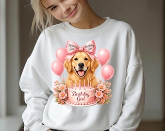 ゴールデンレトリバーの誕生日PNG画像 | 水彩画風犬パーティーデザイン | かわいい誕生日昇華プリント