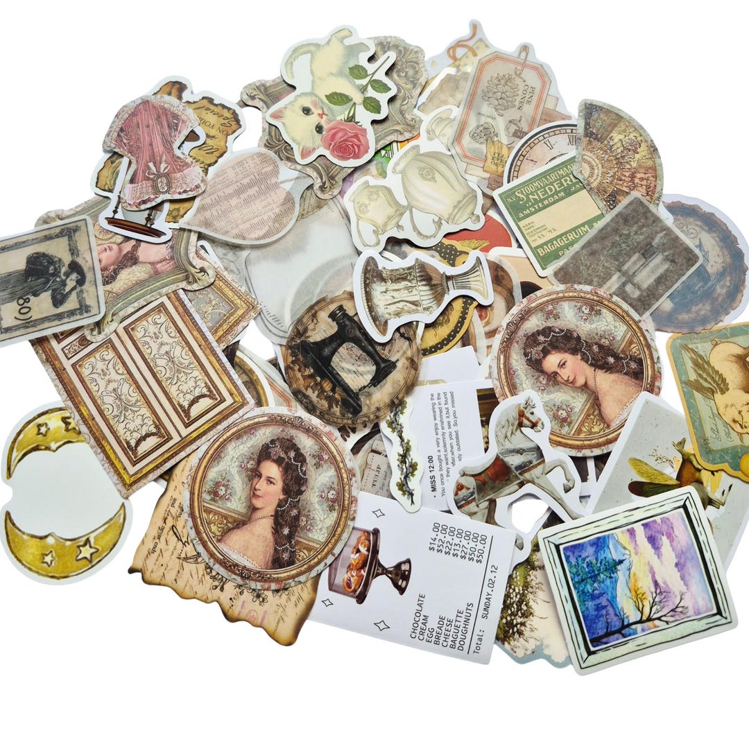 Nostalgic Sticker Collection Pack, Vintage Planner Sticker Set, Retro ...